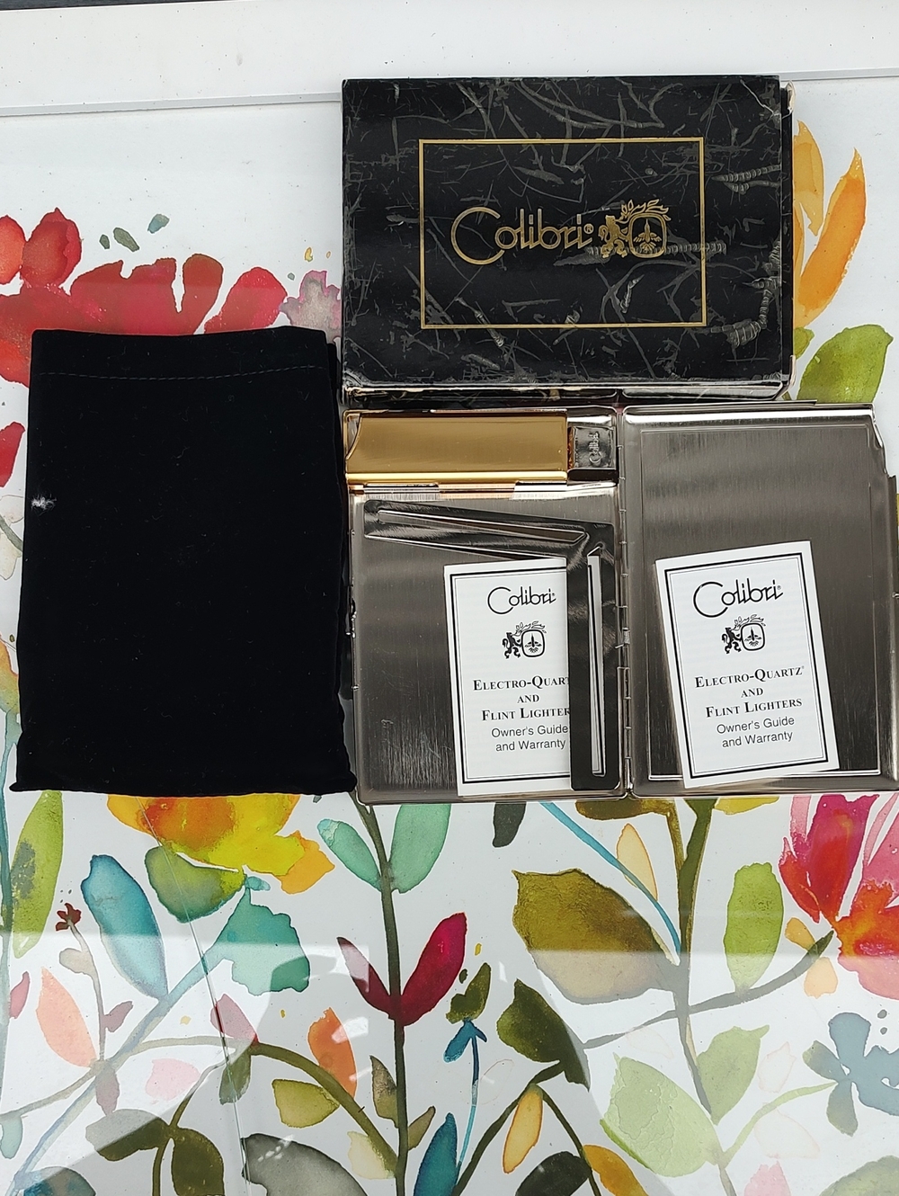 Vintage Colibri Electro-Quartz Butane Lighter Set - Complete with Original Prese